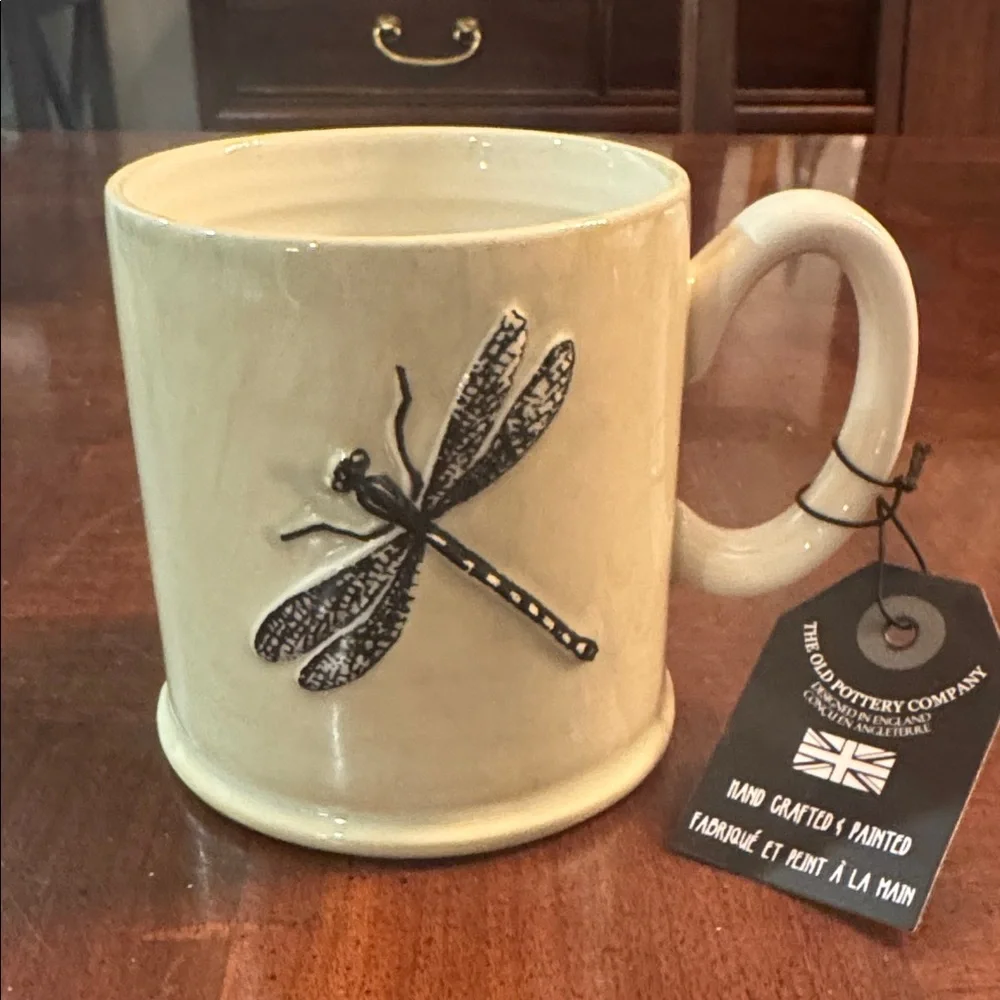 Dragonfly Mug The Old Pottery Company Coffee Tea Ceramic Embossed Cup NWT - Picture 2 of 6